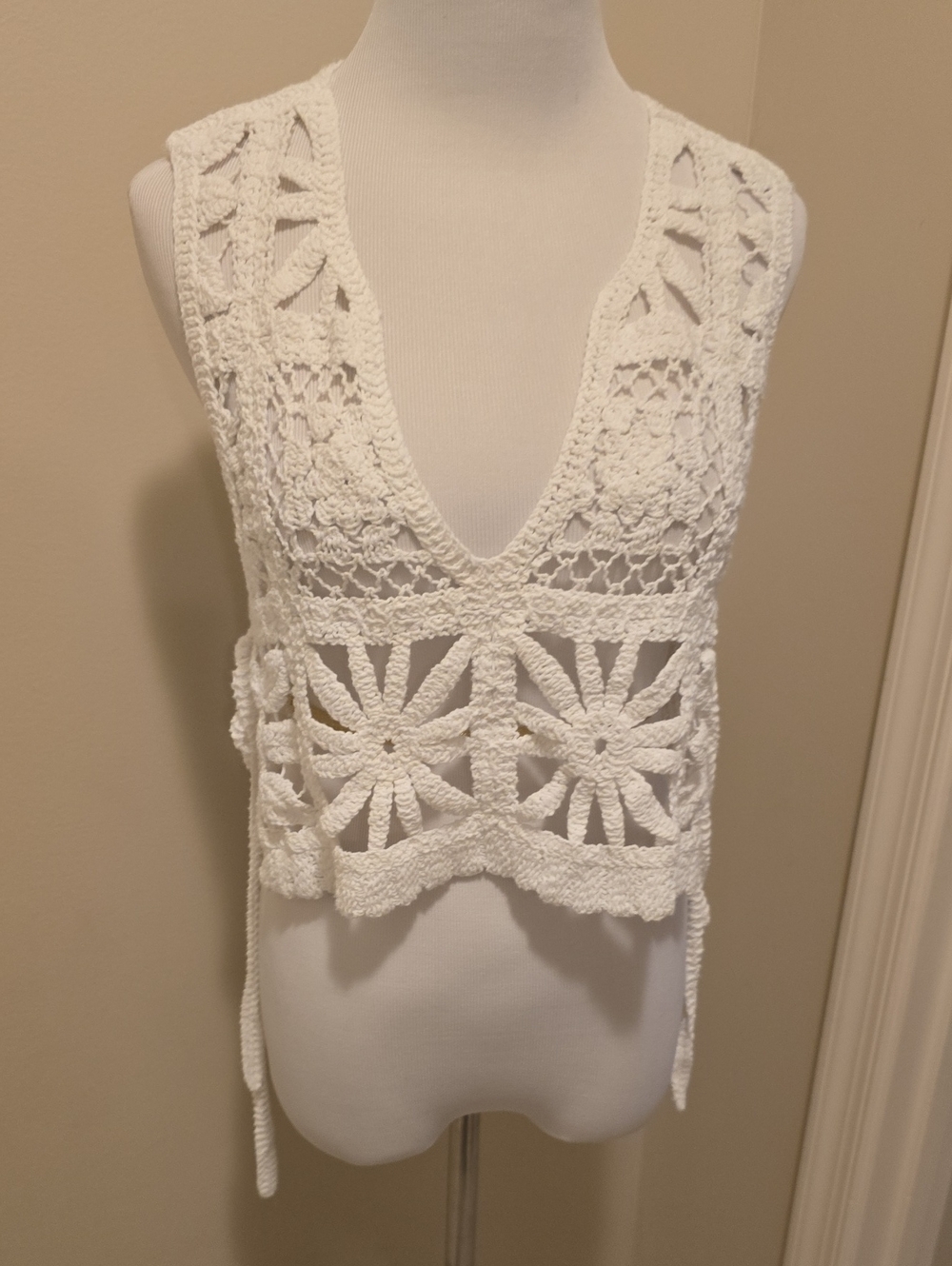 Handmade White Crochet Vest